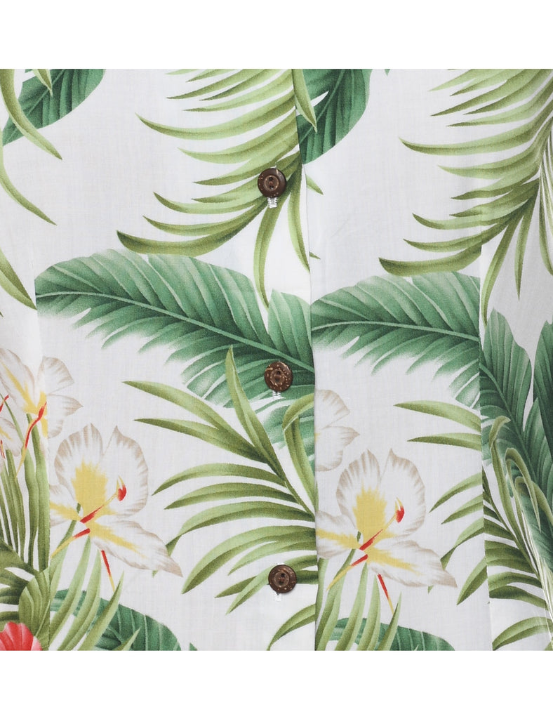 Leafy Print Hawaiian Shirt - M