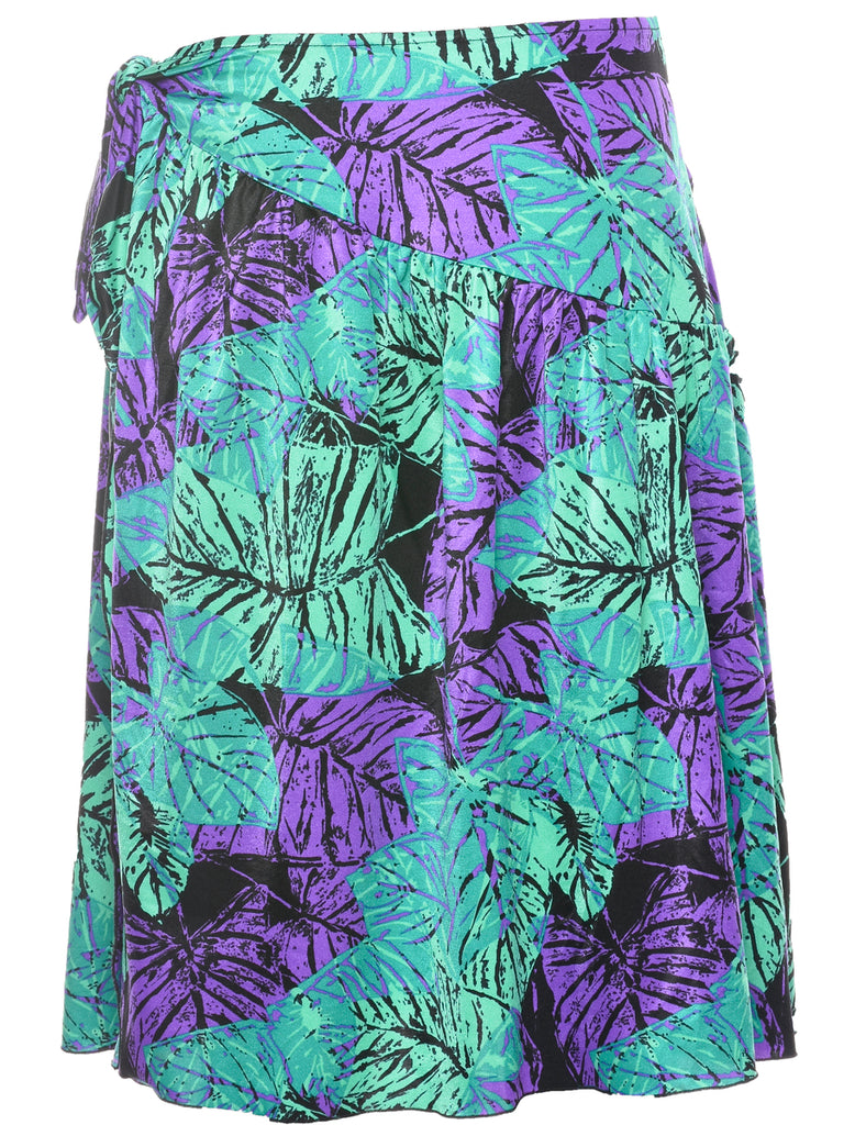 Leafy Print Tiered Skirt - M