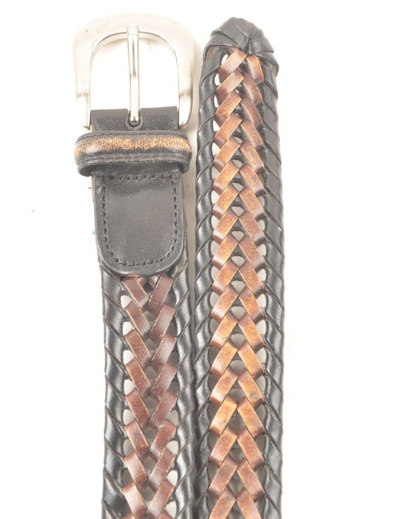 Leather Black Woven Belt - XL