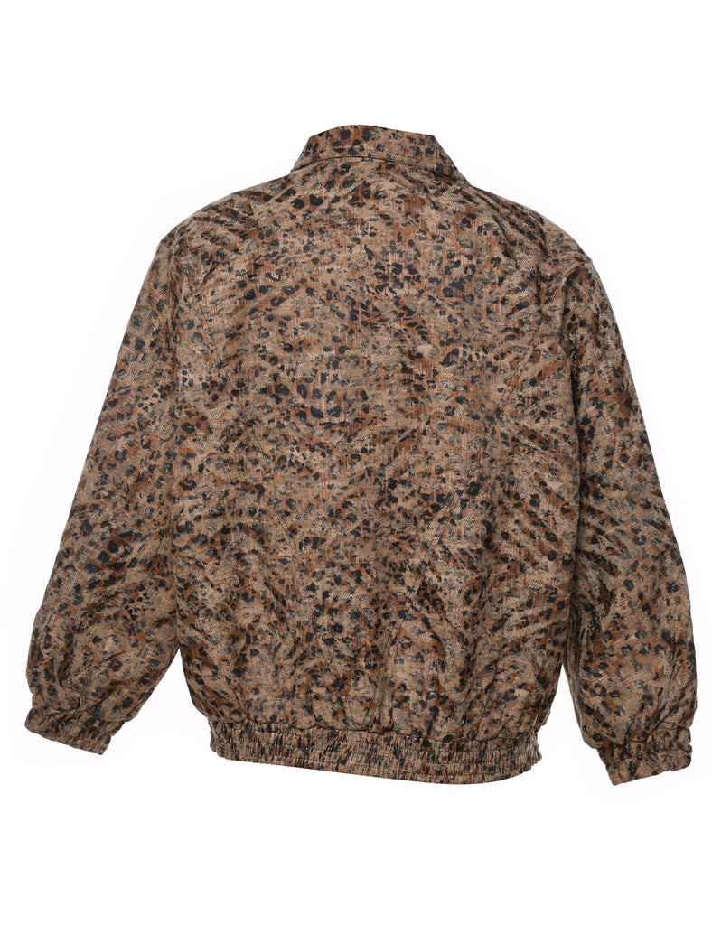 Leopard Print Light Brown & Black Zip-Front Jacket - M