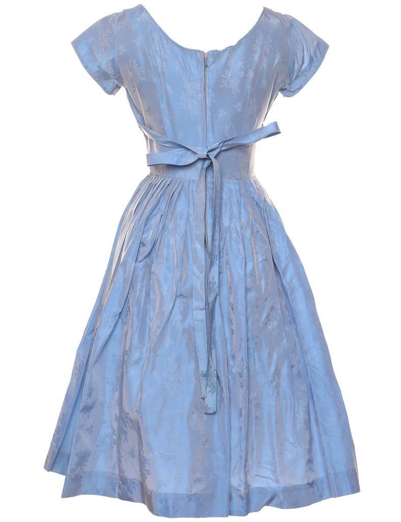 Light Blue Metallic 1950s Dress  - M