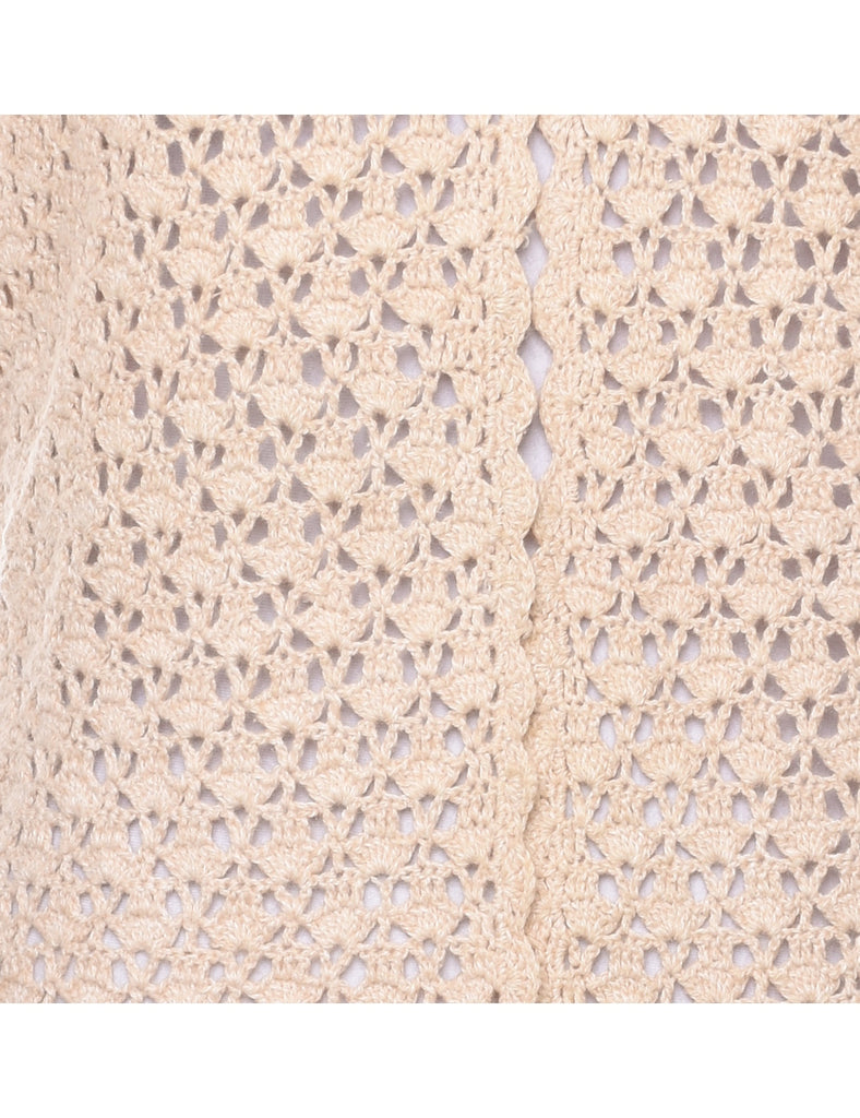 Light Brown Crochet Cardigan - M