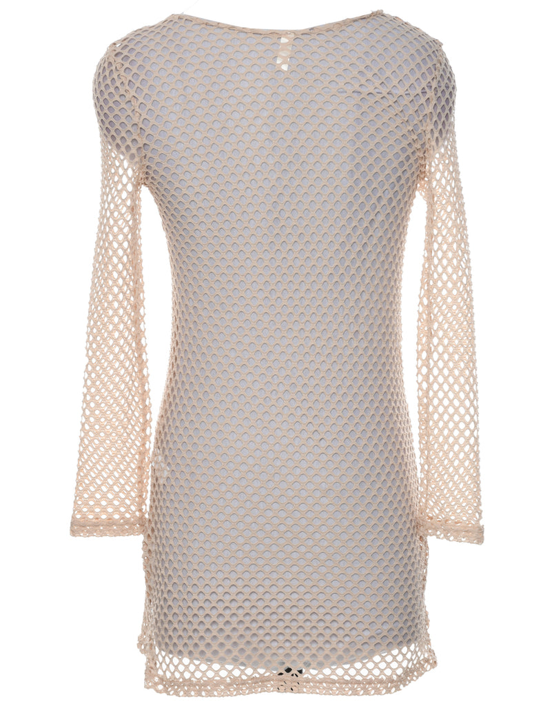 Light Brown Crochet Dress - S
