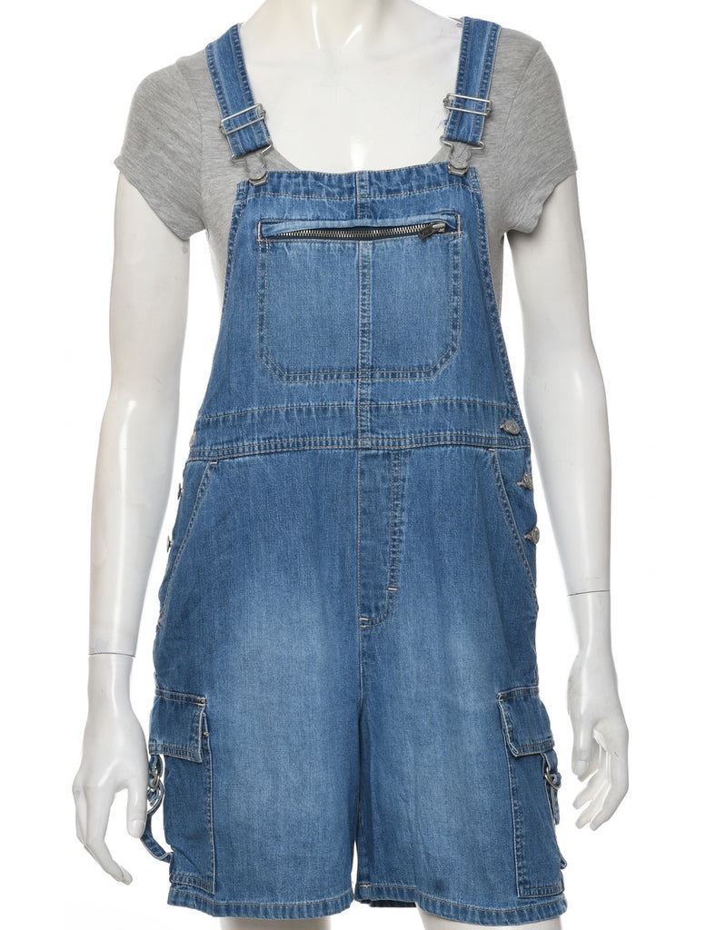 Light Wash Cropped Dungarees - W34 L6