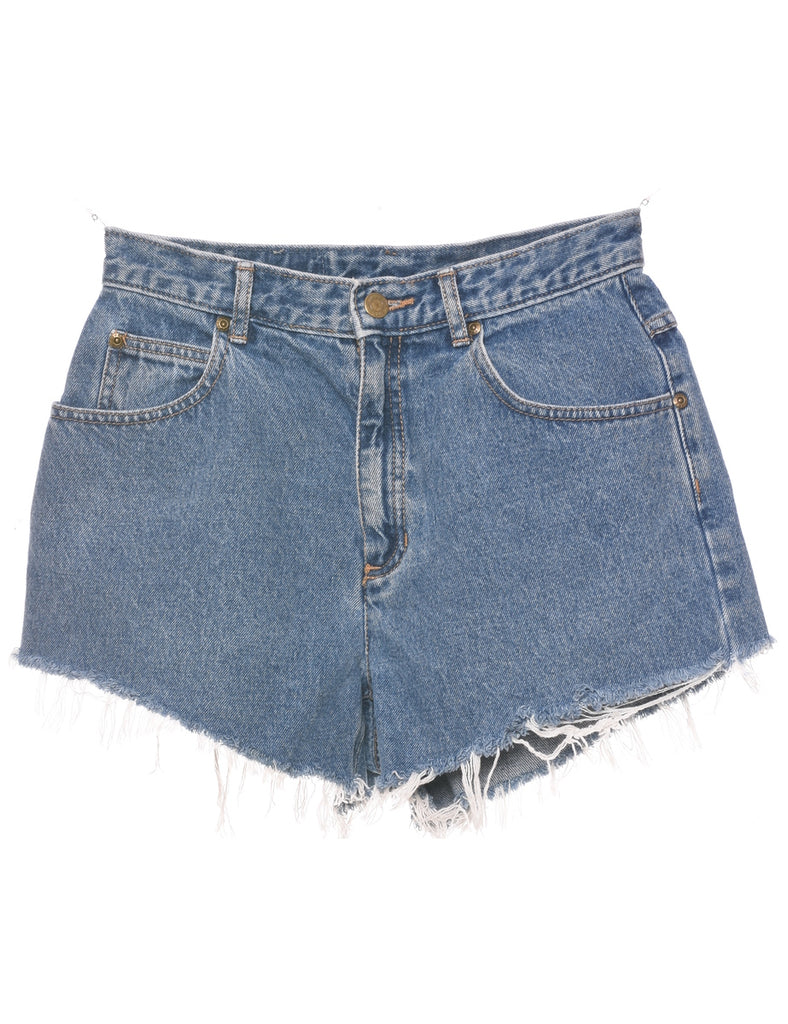 Medium Wash Frayed Hem Denim Shorts - W27 L3