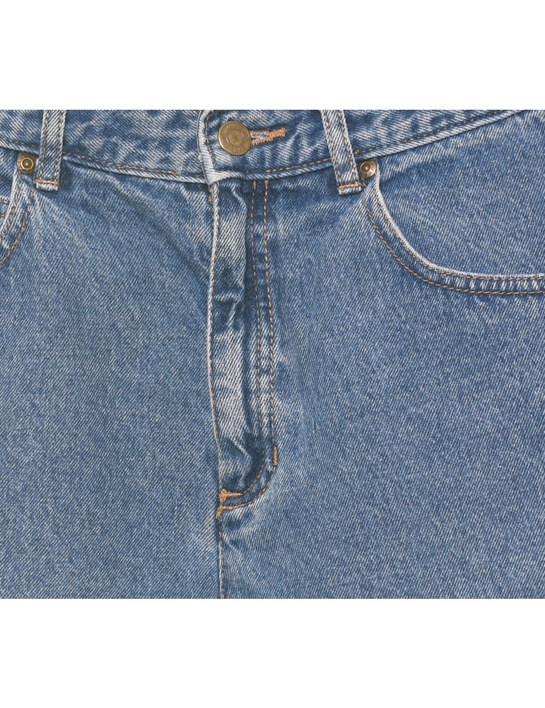 Medium Wash Frayed Hem Denim Shorts - W27 L3
