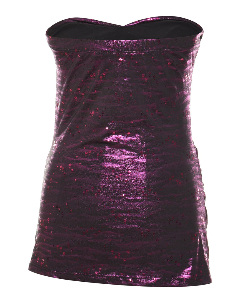 Metallic Finish Strapless Party Top - S