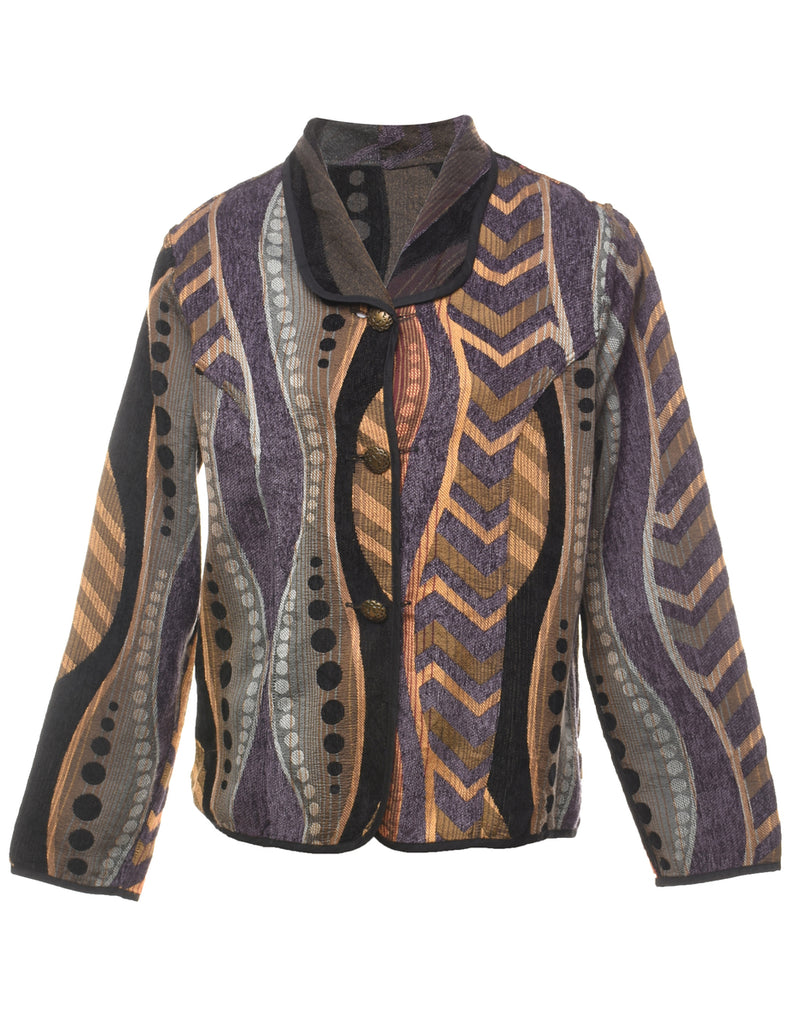 Multi-Colour Abstract Pattern Tapestry Jacket  - M