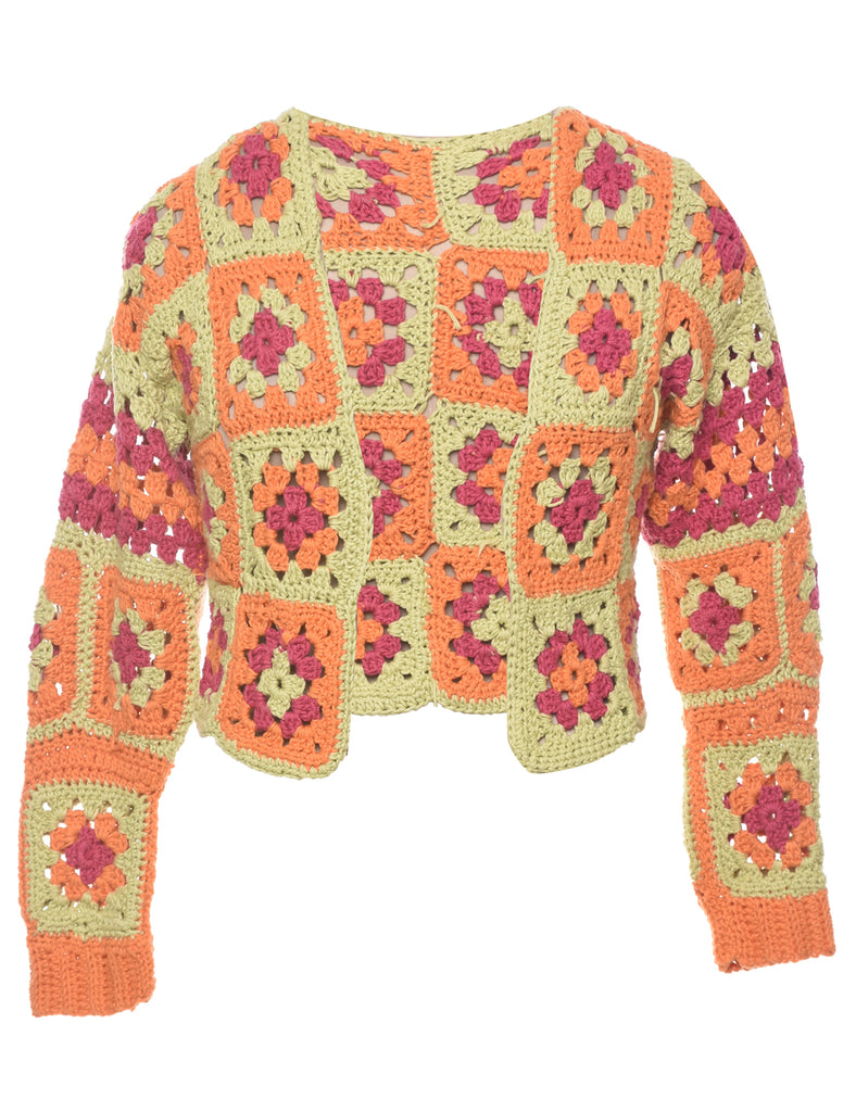Multi-colour Crochet Cardigan - S