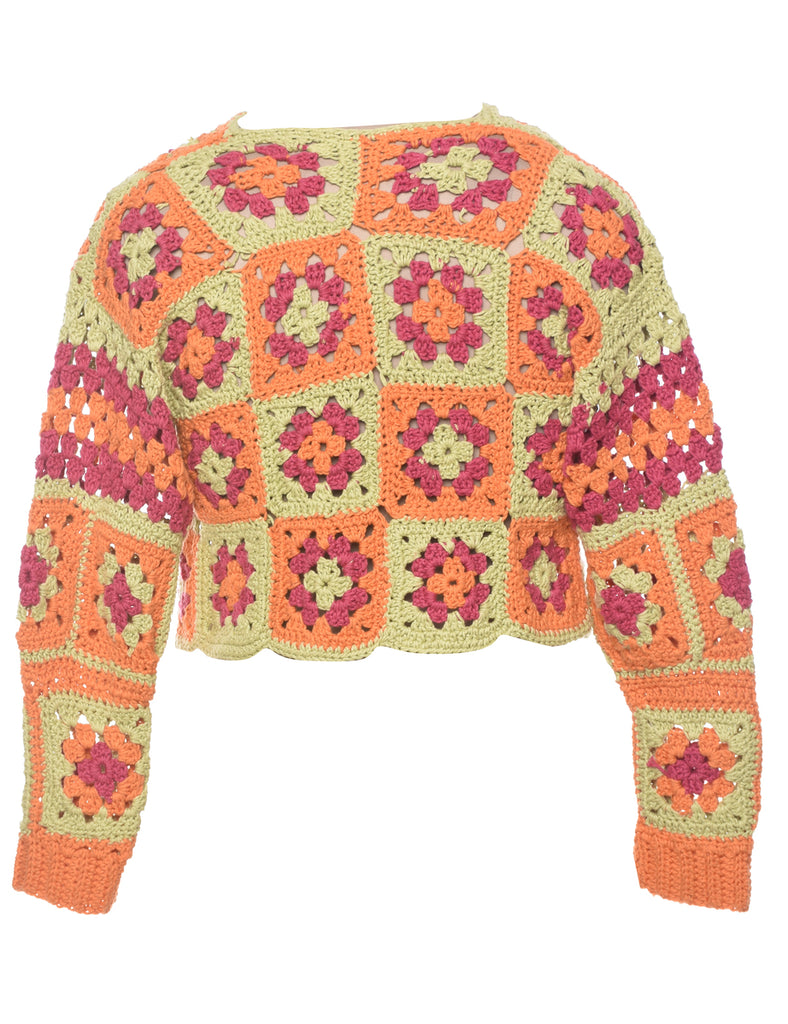 Multi-colour Crochet Cardigan - S