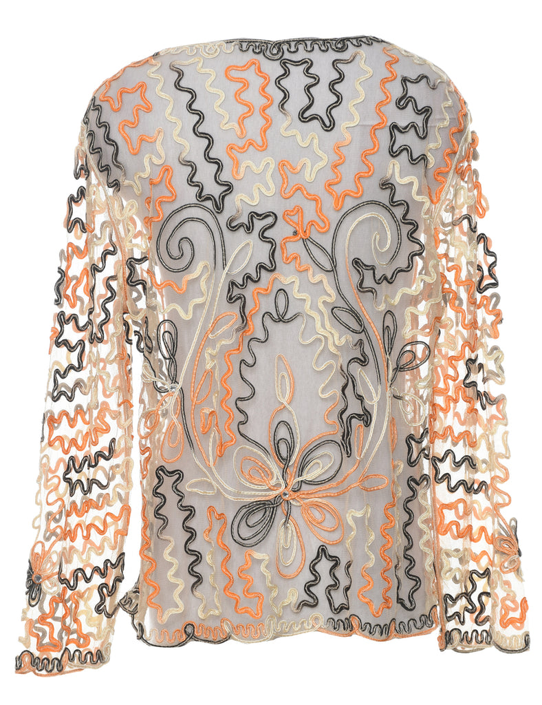 Multi-colour Embroidered Sheer Jacket - L