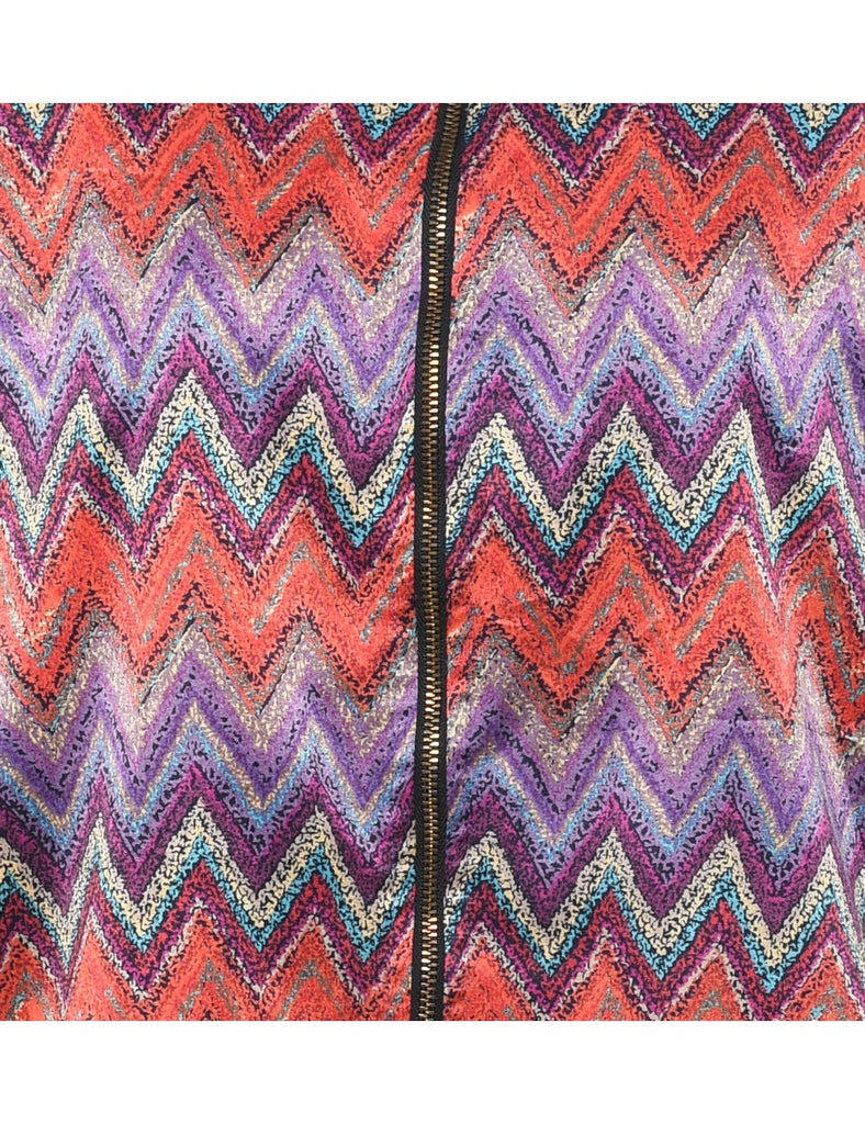 Multi-Colour Zig-Zag 1990s Nylon Jacket - M