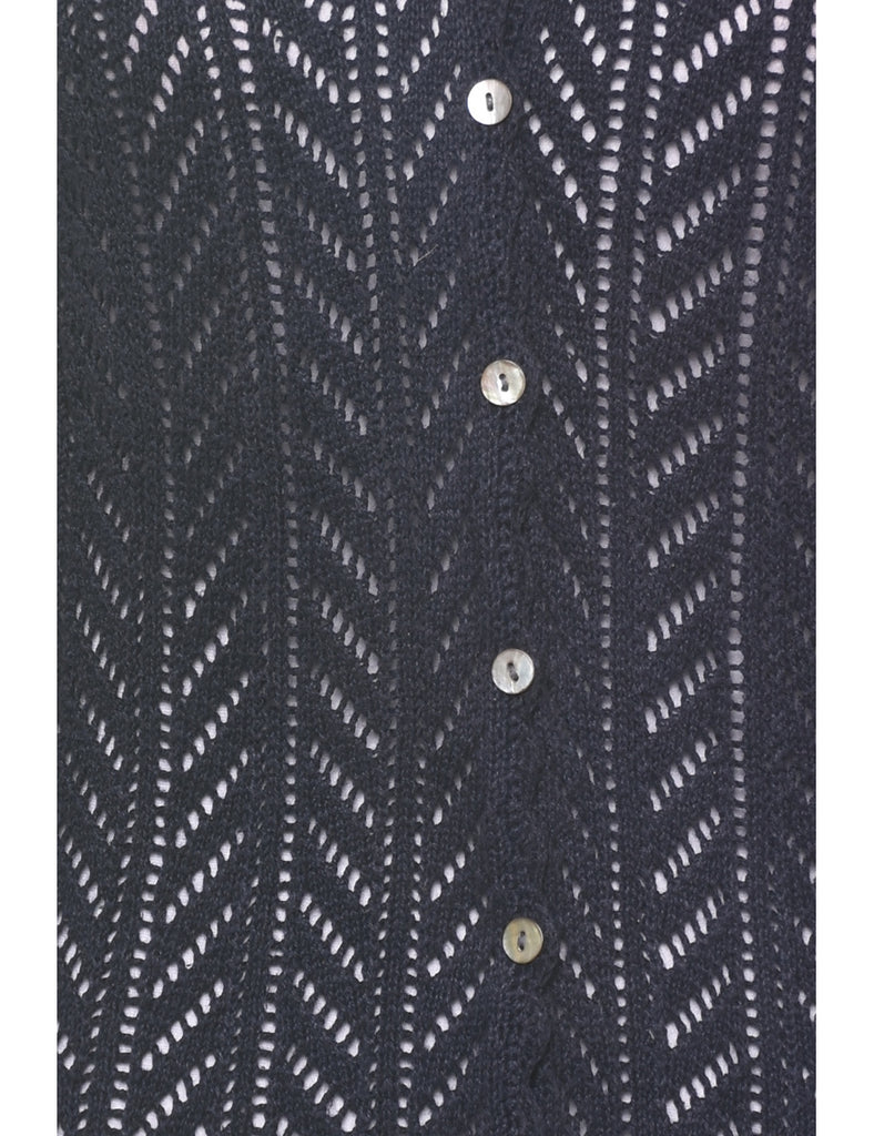 Navy Crochet Cardigan - S