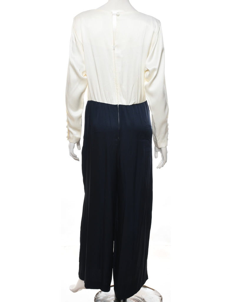Navy & Off-White Two-Tone Jumpsuit  - M