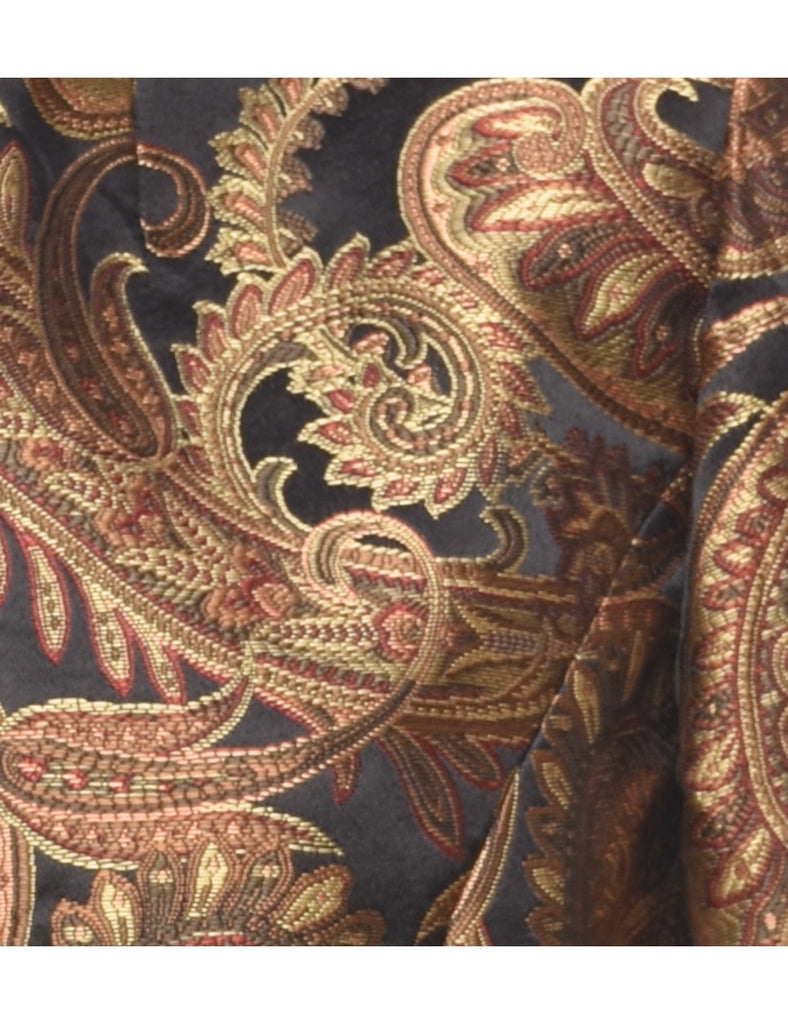 Paisley Pattern Black & Gold Metallic Tapestry Jacket - M