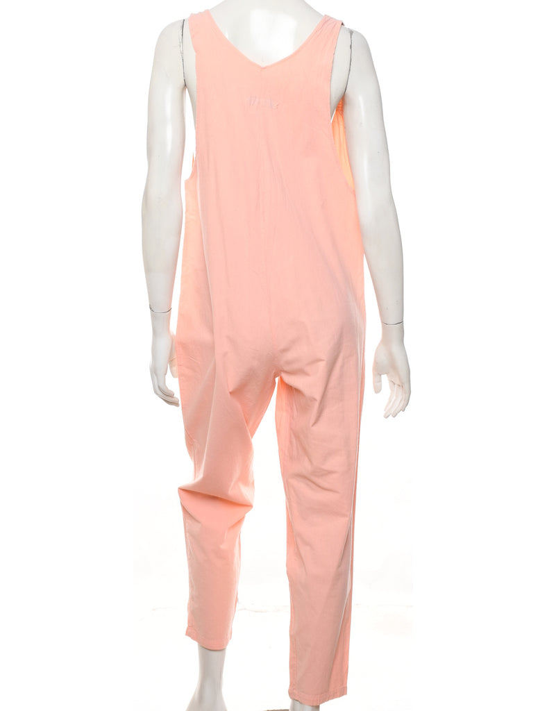 Pale Pink Button-Front Jumpsuit - M