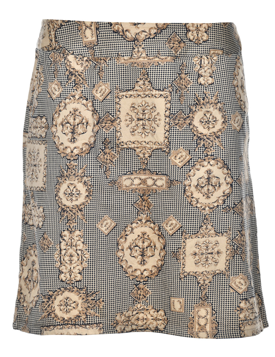 Vintage Women's Patterned Aline Skirt Neutral, M Beyond Retro — free download