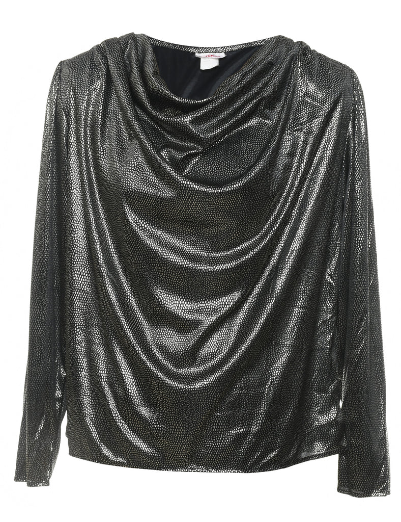 Patterned Cowl Neck Evening Top - L