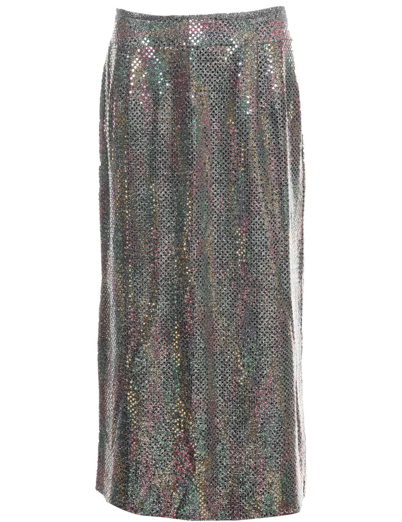 Pencil Shape Lurex Maxi Skirt - L