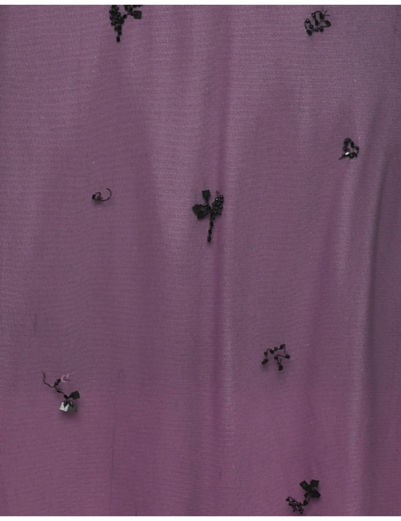 Pink & Black 1990s Sequined Mesh Evening Dress - M