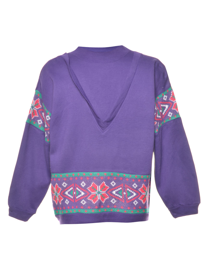 Purple Printed Sweatshirt - S
