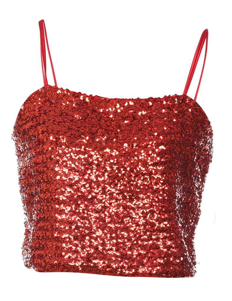 Red Sequined Party Top - S