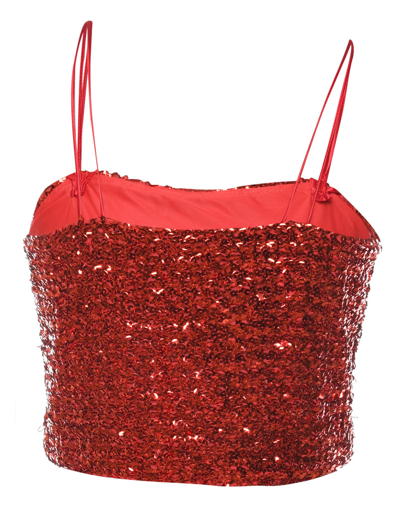 Red Sequined Party Top - S