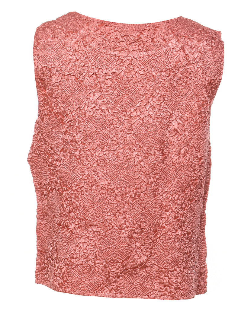 Salmon Pink Crinkled Party Top - L