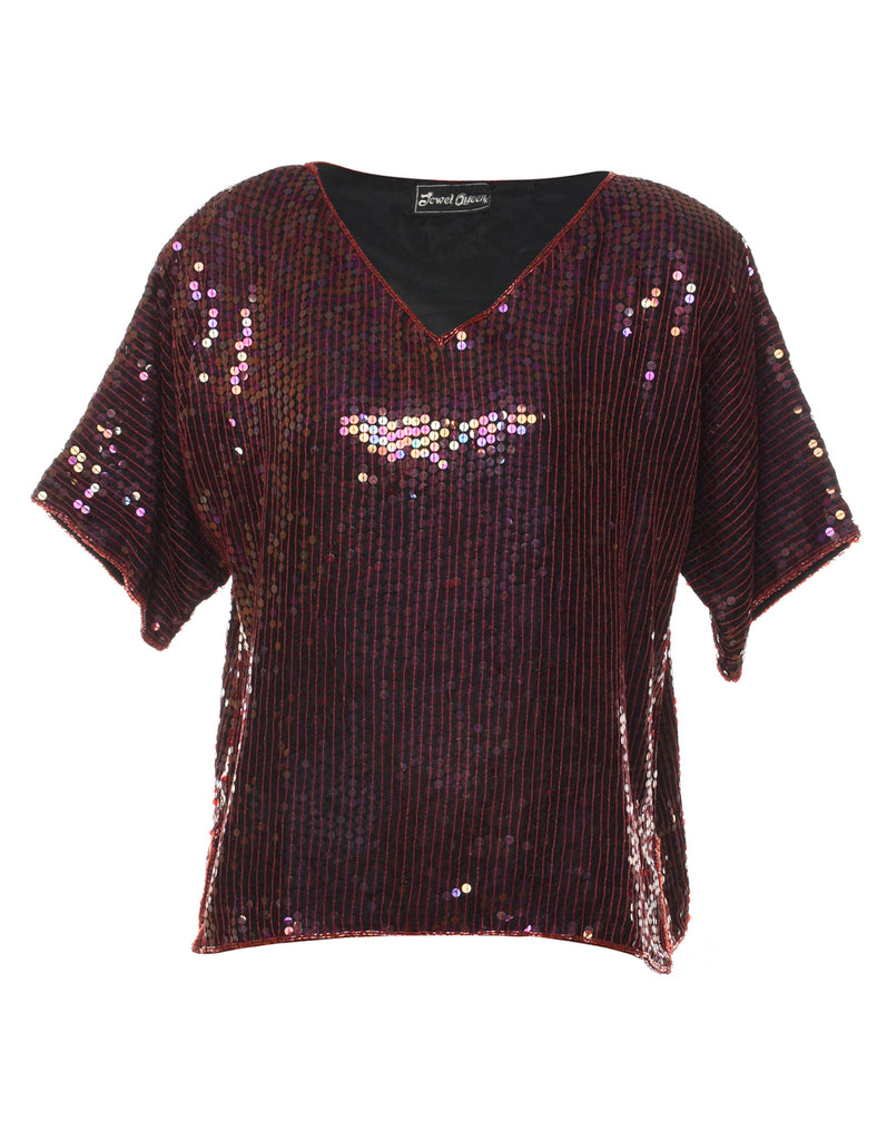 Sequined & Beaded Party Top - L