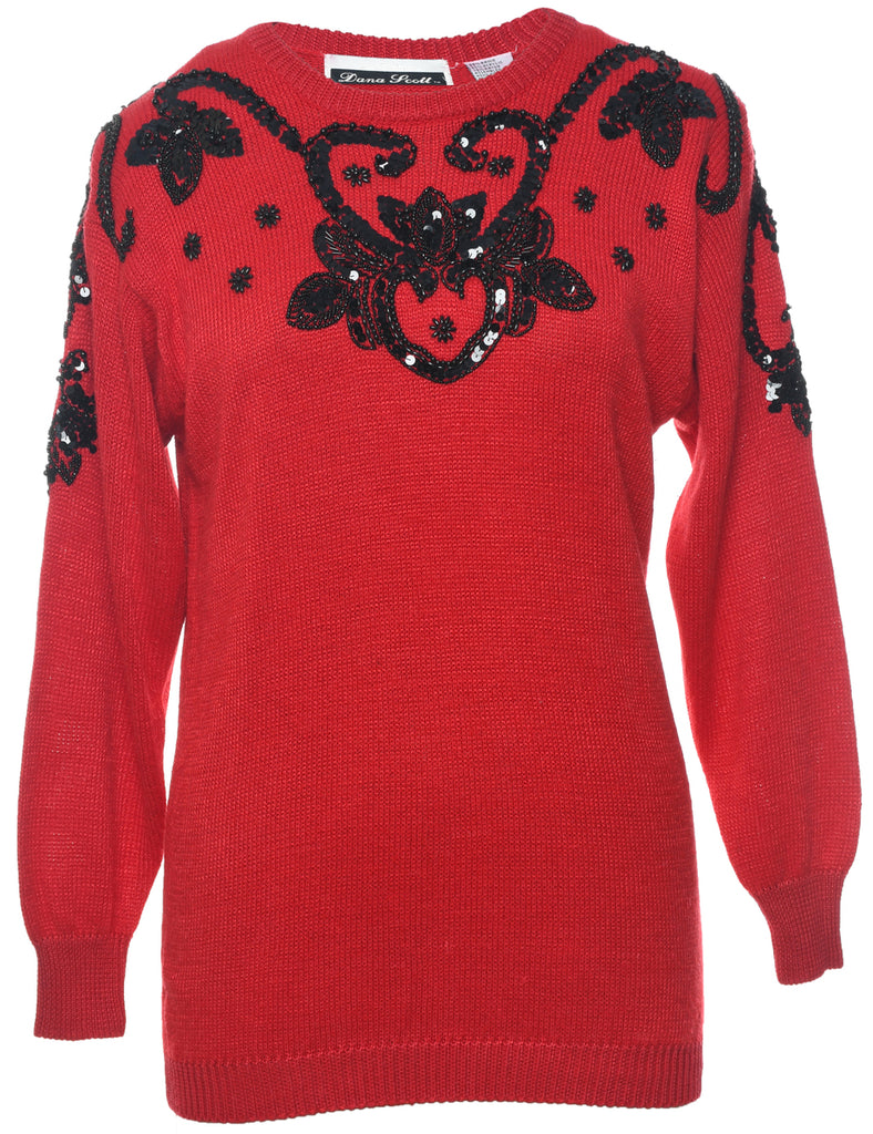 Sequined Red Jumper - S