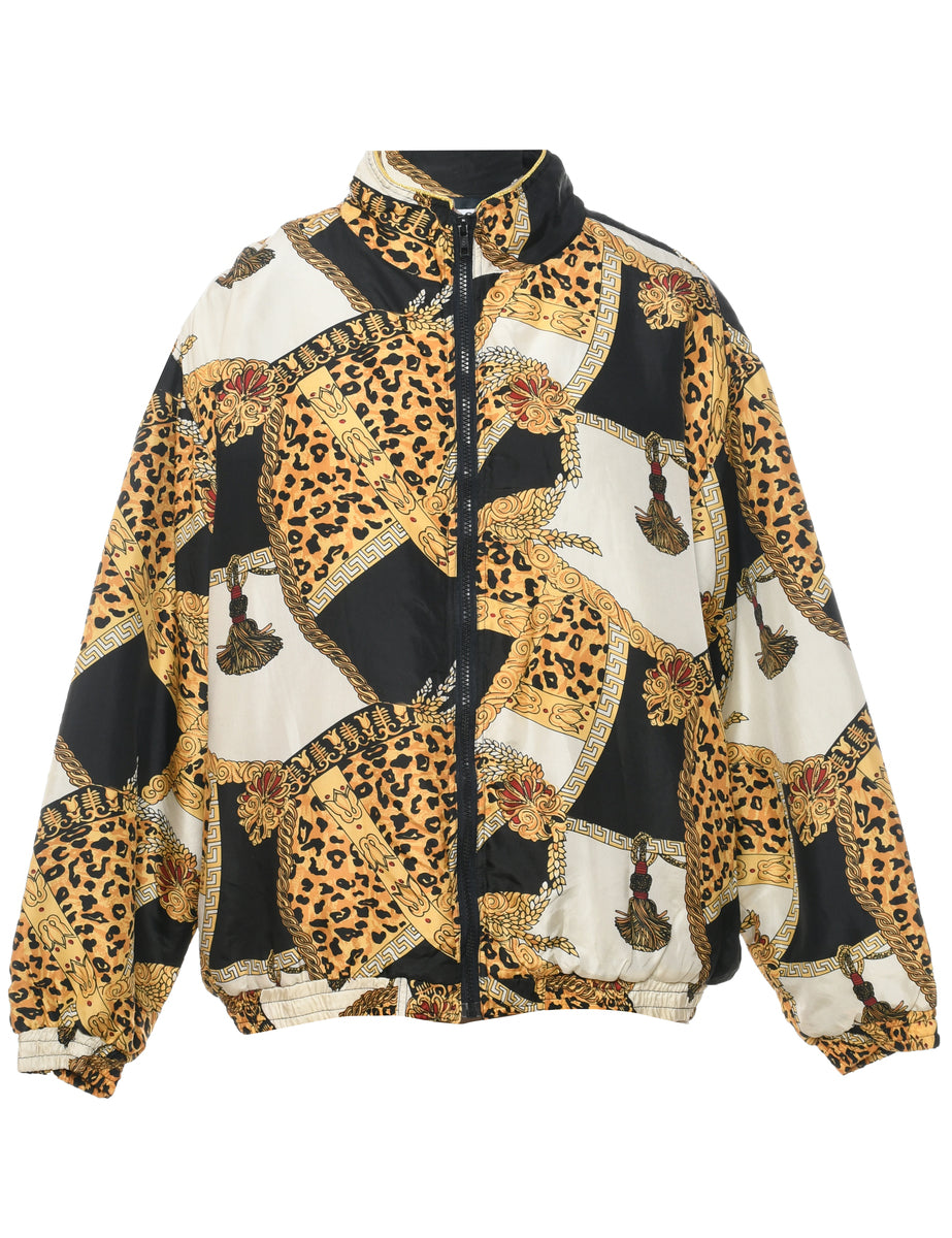 1970s Velvet Bird Print Silk Lined Jacket
