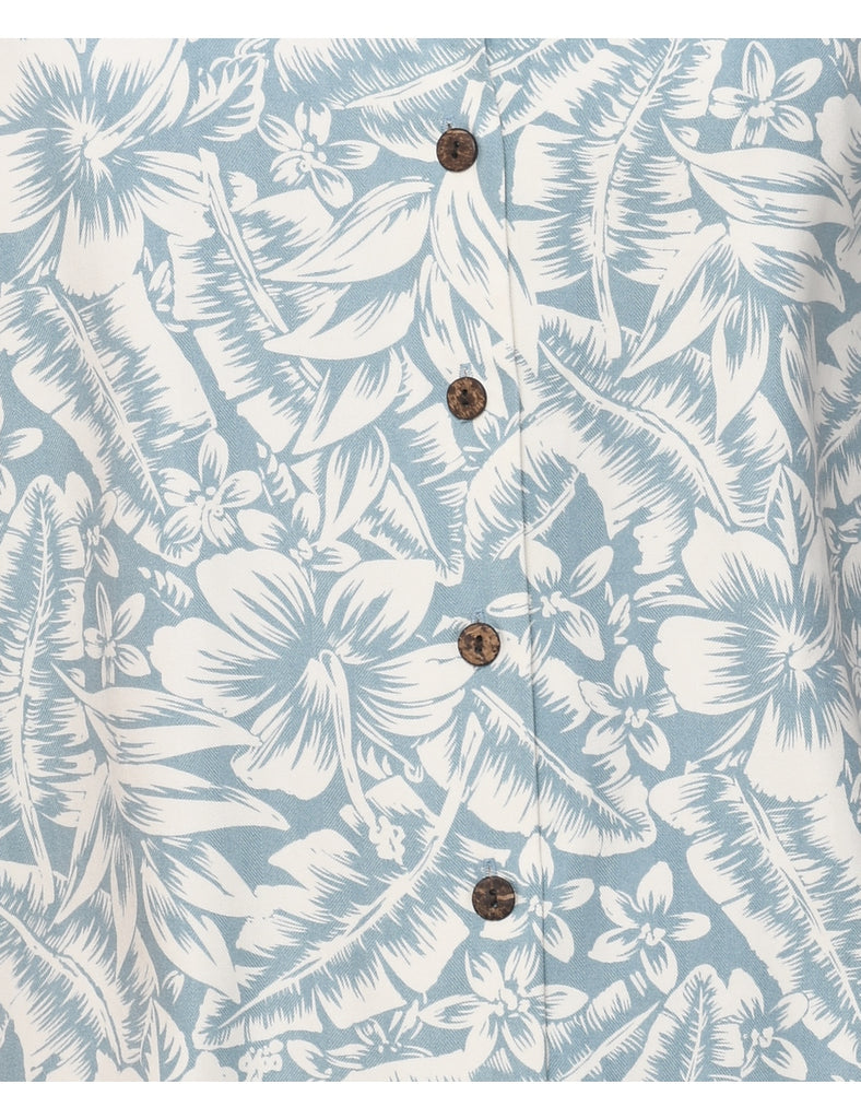 Silk Floral Hawaiian Shirt - M