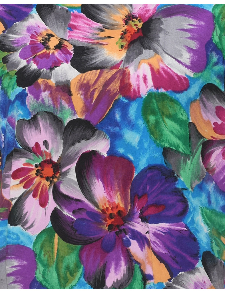 Silk Floral Printed Top - M