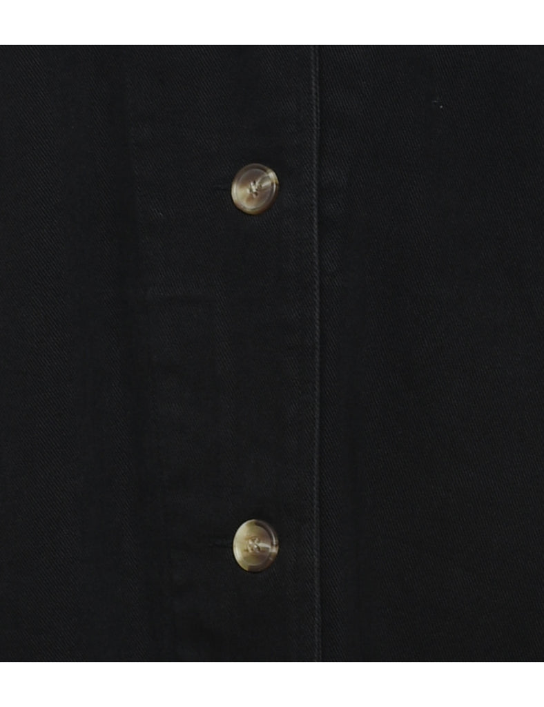 Single Breasted Black Classic Denim Jacket - M