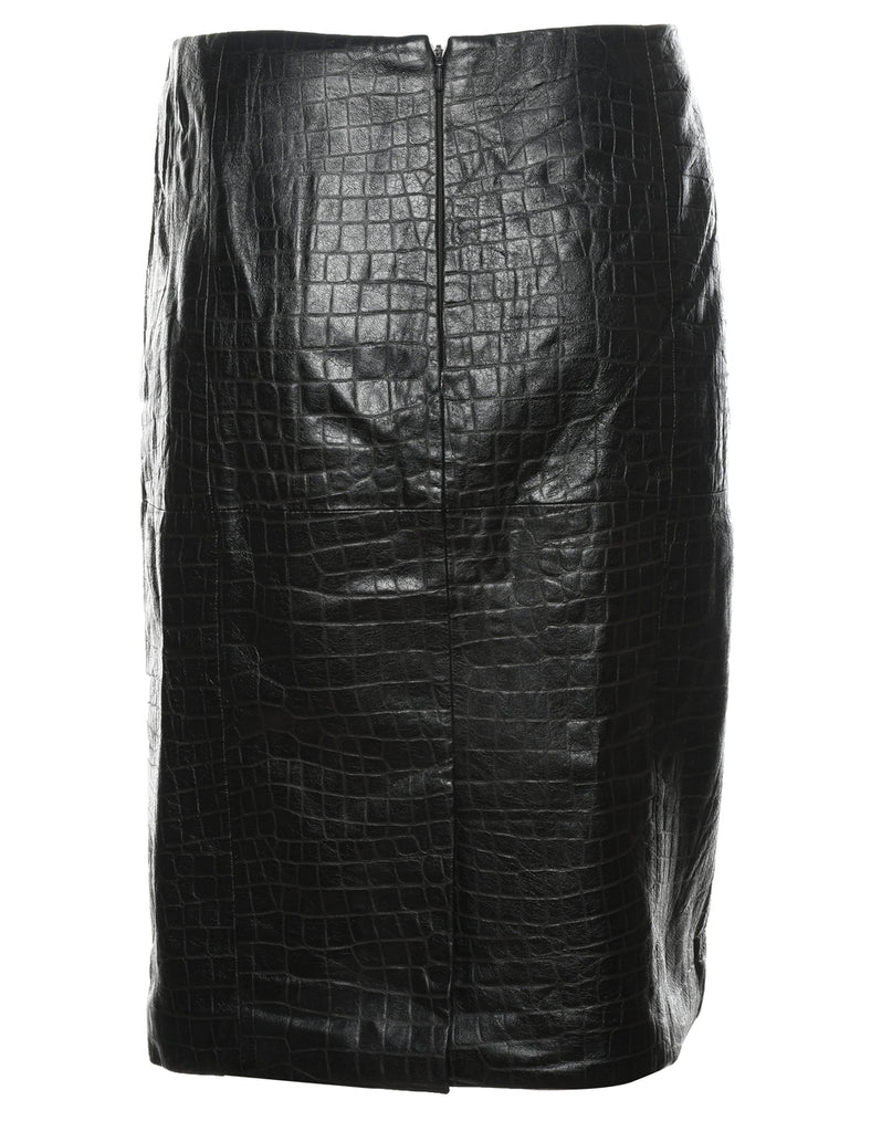 Snakeskin Pattern Leather Skirt - L