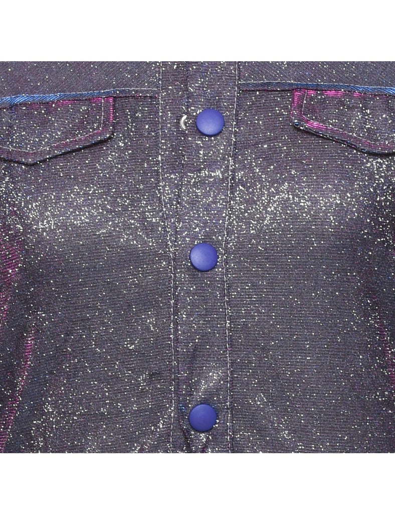 Sparkly Effect Cropped 1990s Evening Jacket - S