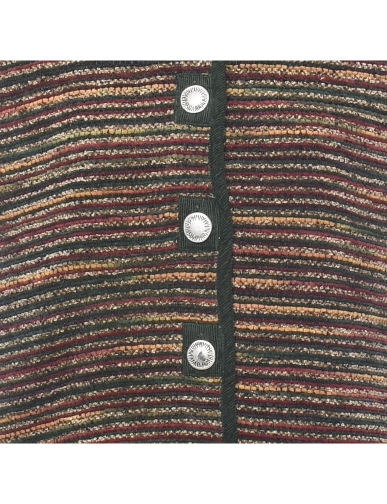 Striped Pattern Multi-Colour Glittery Waistcoat  - M