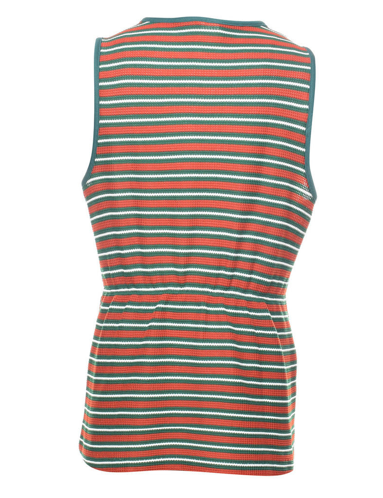 Striped Red & Green 1970s Vintage Waistcoat  - M