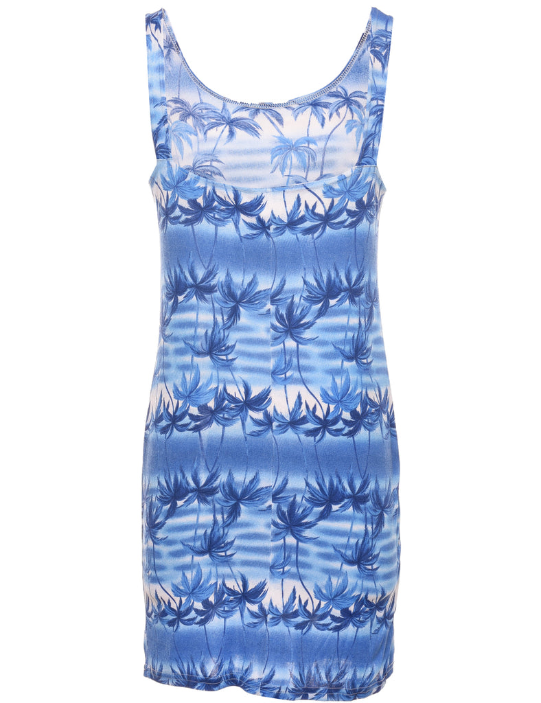 Tropical Print Sleeveless Dress - XS