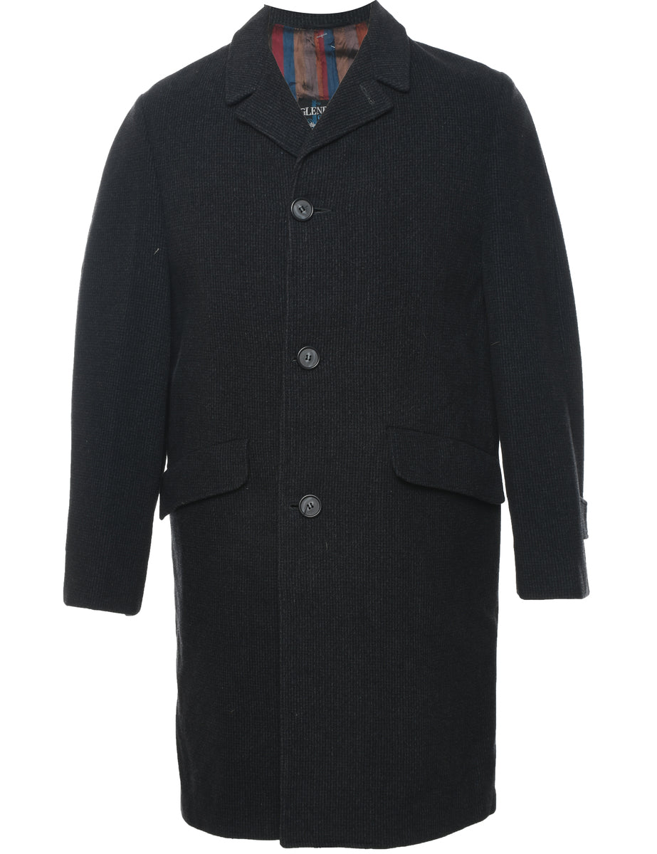 Men's Single Breasted Dark Grey Wool Coat Grey, L Beyond Retro