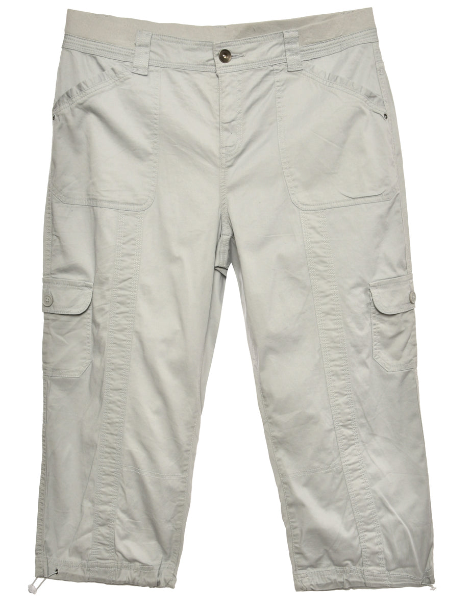 Women's White Y2K Three Quarter Cargo Pants White, L Beyond Retro