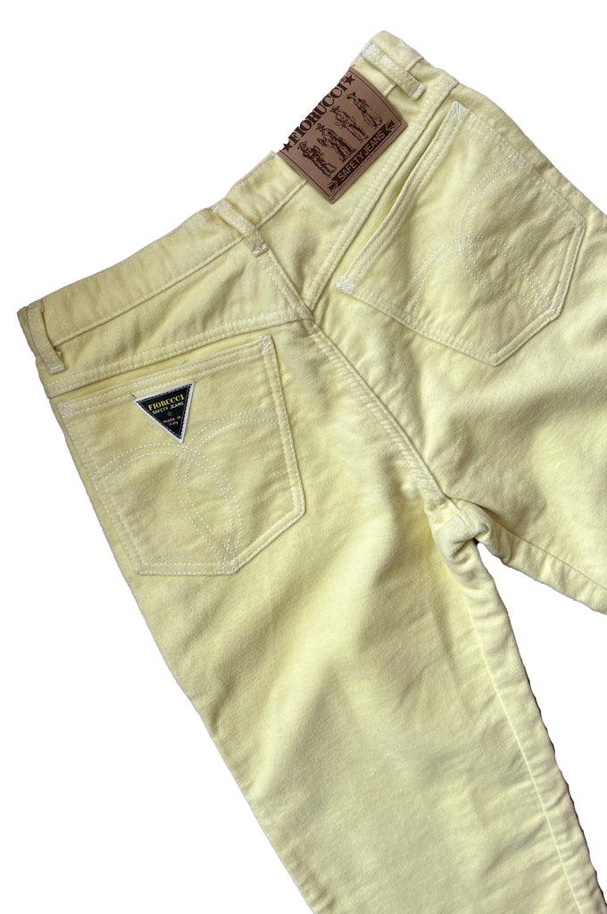 Rare 1980s Fiorucci Lemon Yellow Flannel 'Safety Jeans' - XS