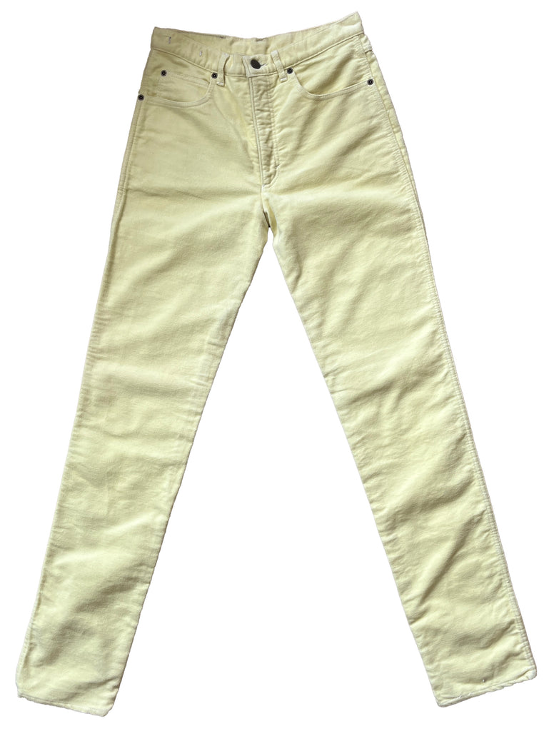 Rare 1980s Fiorucci Lemon Yellow Flannel 'Safety Jeans' - XS