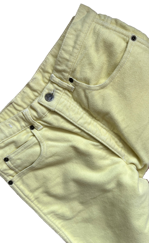 Rare 1980s Fiorucci Lemon Yellow Flannel 'Safety Jeans' - XS