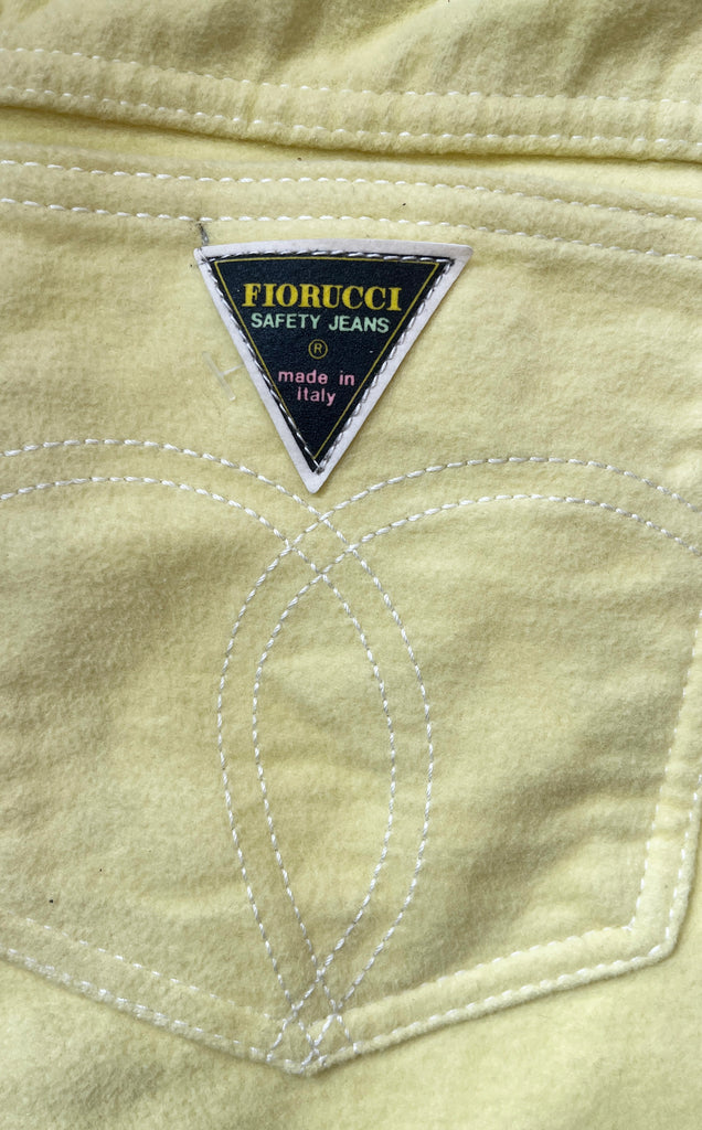 Rare 1980s Fiorucci Lemon Yellow Flannel 'Safety Jeans' - XS