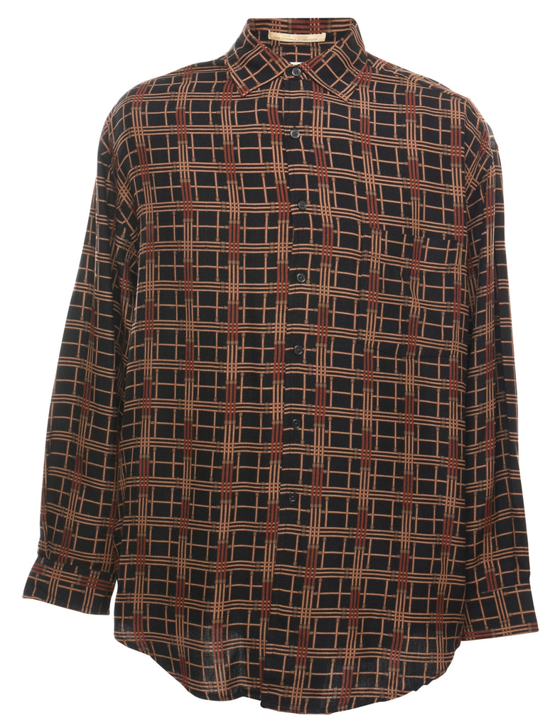100% Silk Checked Shirt - XL