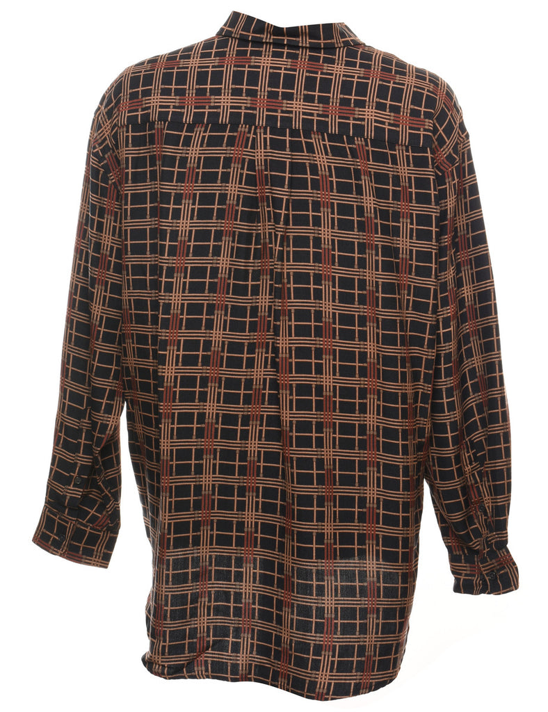 100% Silk Checked Shirt - XL