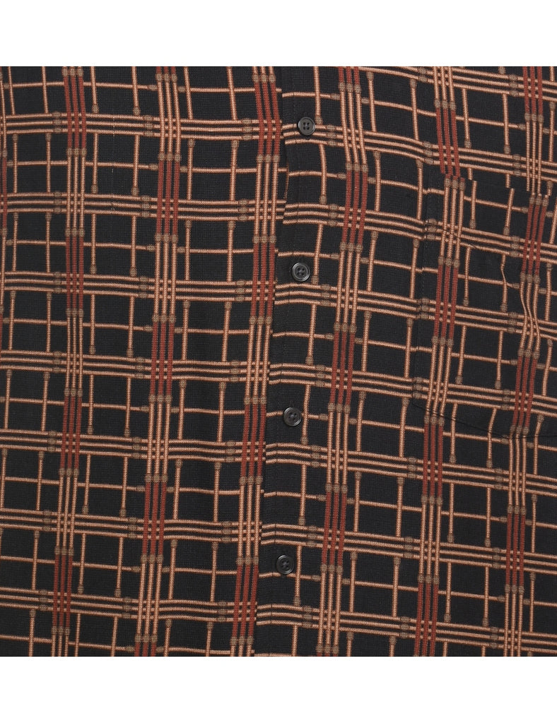 100% Silk Checked Shirt - XL