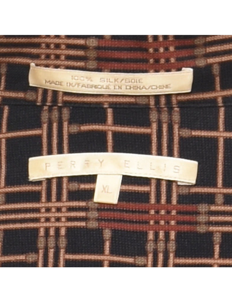 100% Silk Checked Shirt - XL