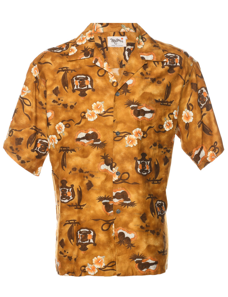 1950s Momi Guitar Print Hawaiian Shirt - L